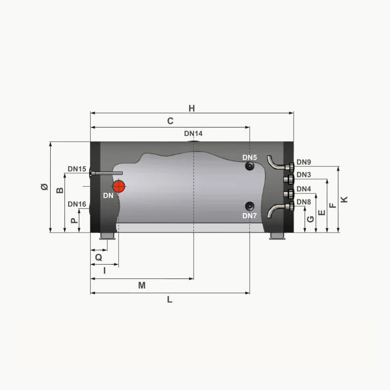 DUPLEX RVS buffervat PWT-200H horizontaal - 200L - Afbeelding 3
