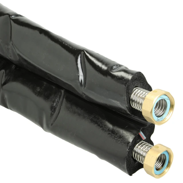 Dubbele RVS ribbelbuis DN25 met 19 mm isolatie