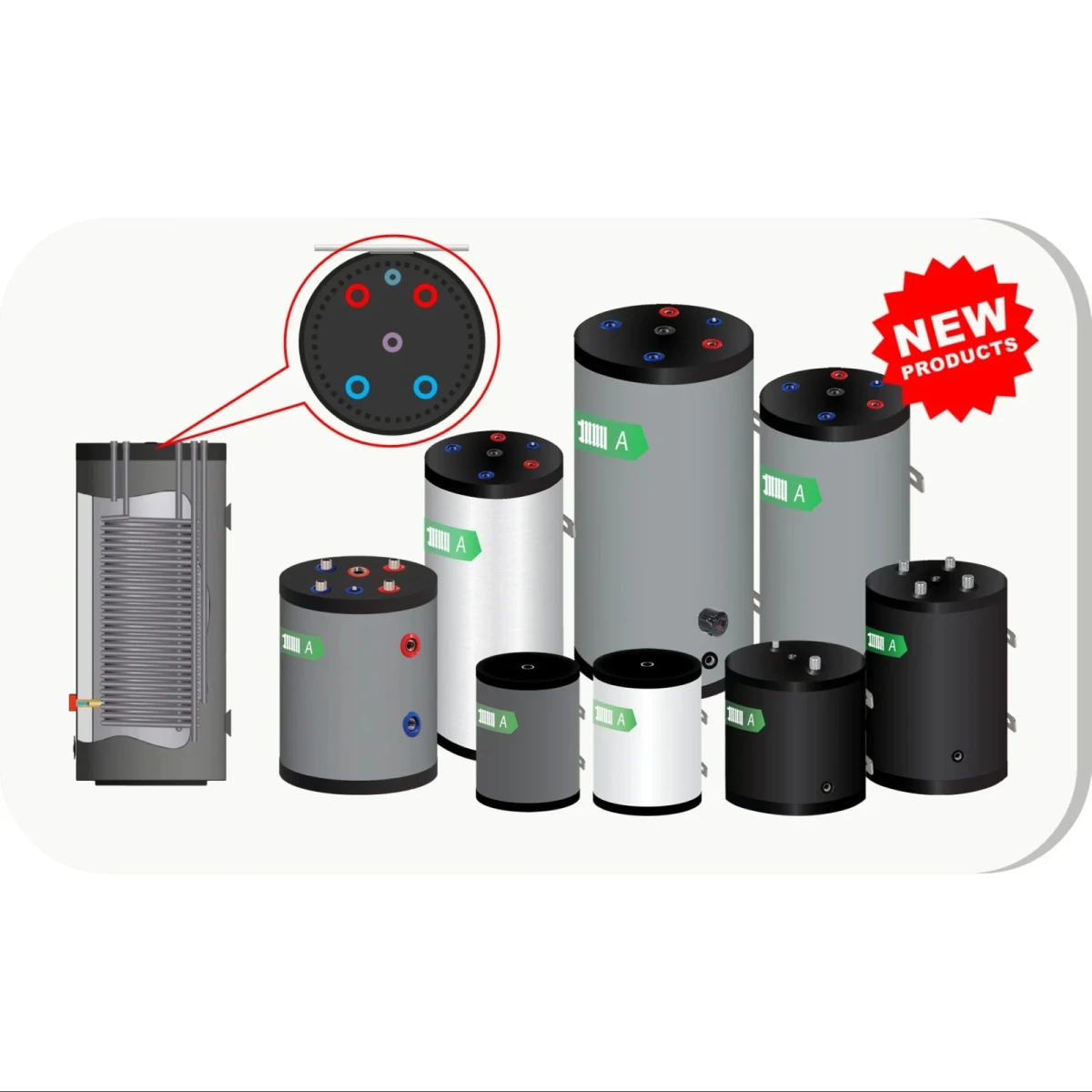 RVS Buffertank BT - boven aansluitingen - wandmontage - 100L - Afbeelding 5