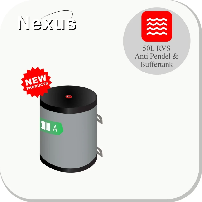 RVS Buffervat - vloer en wandmontage - 50L
