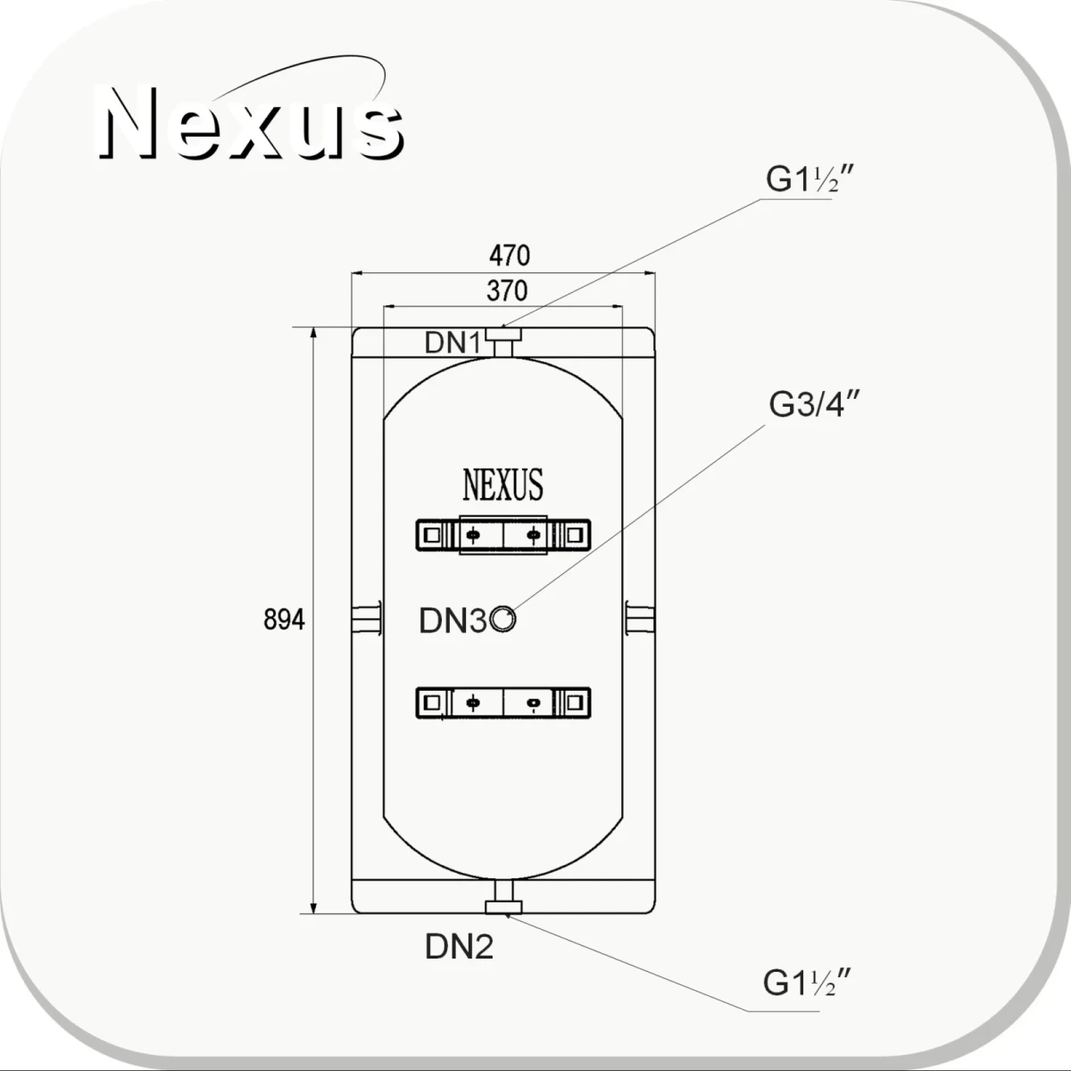 RVS Buffervat - 2 aansluitingen - vloer en wandmontage - 80L - Afbeelding 5