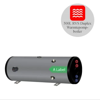 RVS Hygiëne boiler horizontaal - 500L - 1 XL 28mm warmtewisselaar