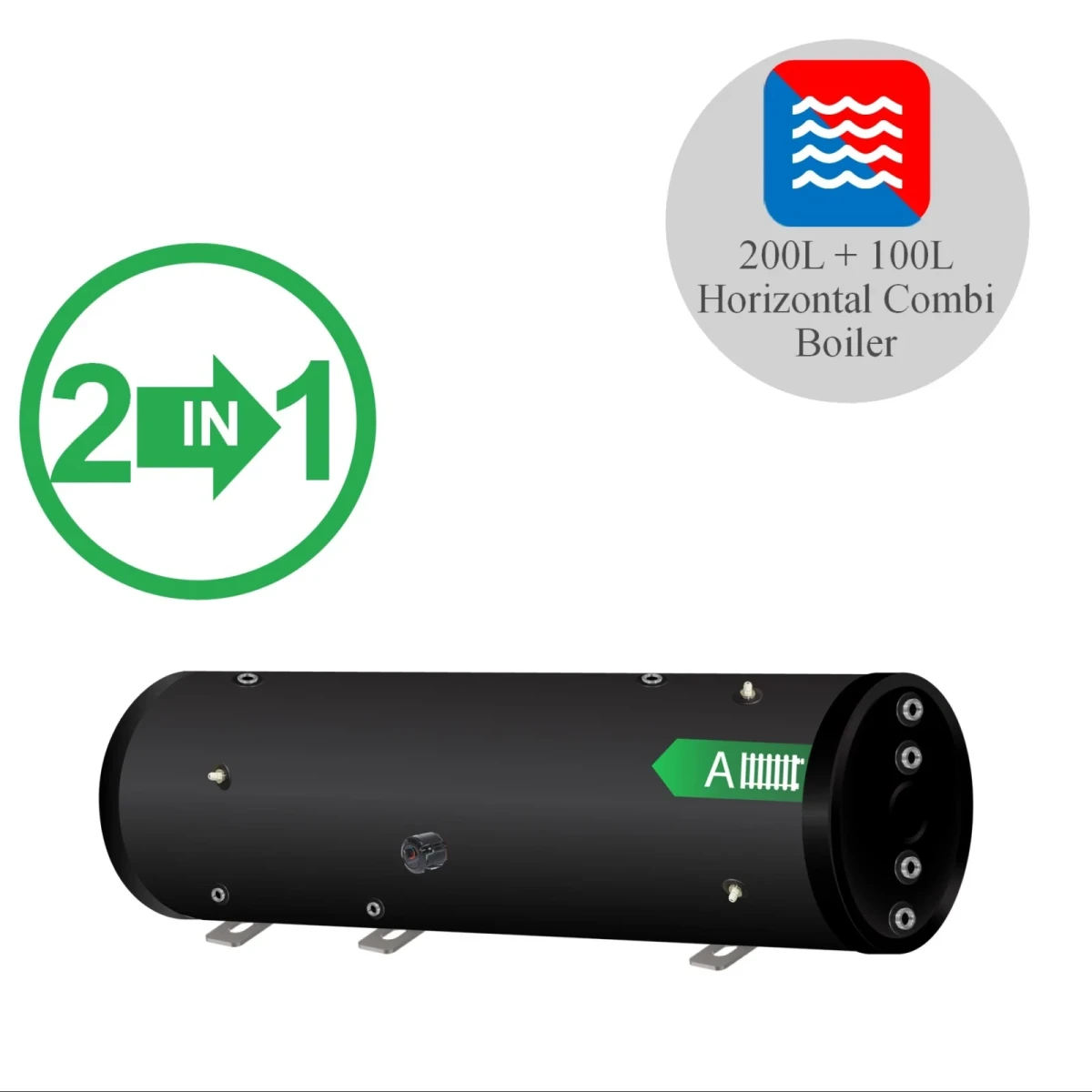 RVS Black series combi boiler horizontaal NXWT 200L + 100L buffer