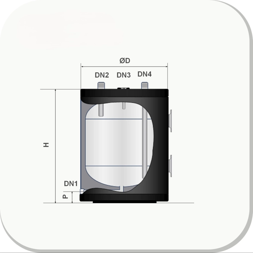 RVS Buffertank BT-50 WM-B-C2 Black - 50L - Afbeelding 3