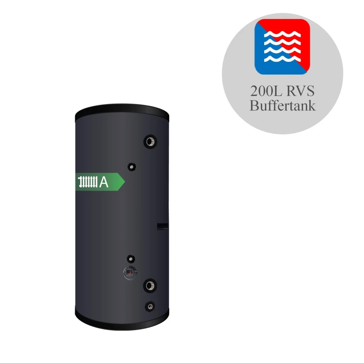 RVS Buffertank BT-200 Black - 200L