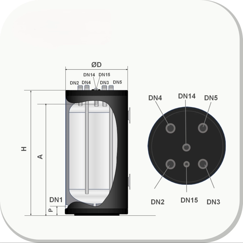 RVS Buffertank BT-100 WM-B-C4 Black - 100L - Afbeelding 3