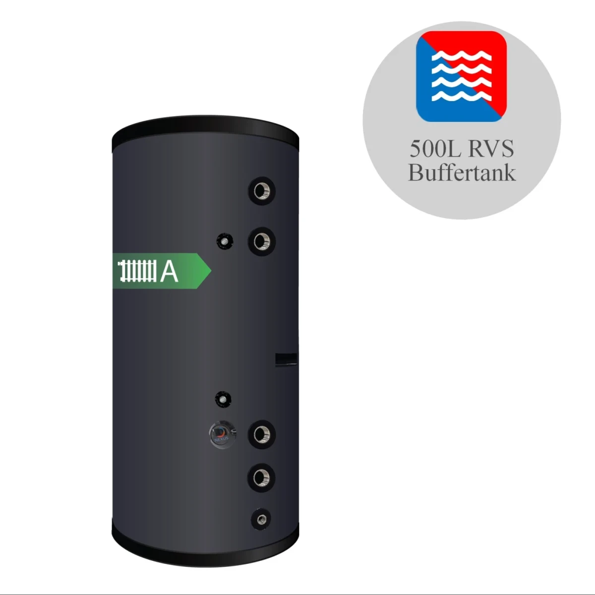 RVS buffervat BT-500 Black - 500L