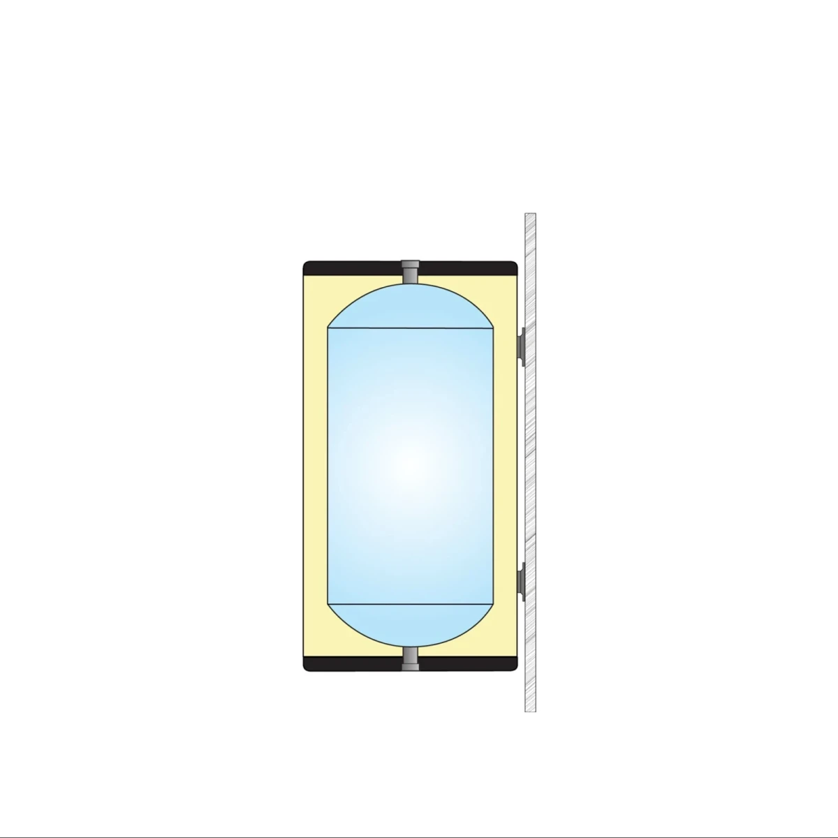 RVS buffervat - 2 aansluitingen - vloer/wand model - 80L - Afbeelding 3