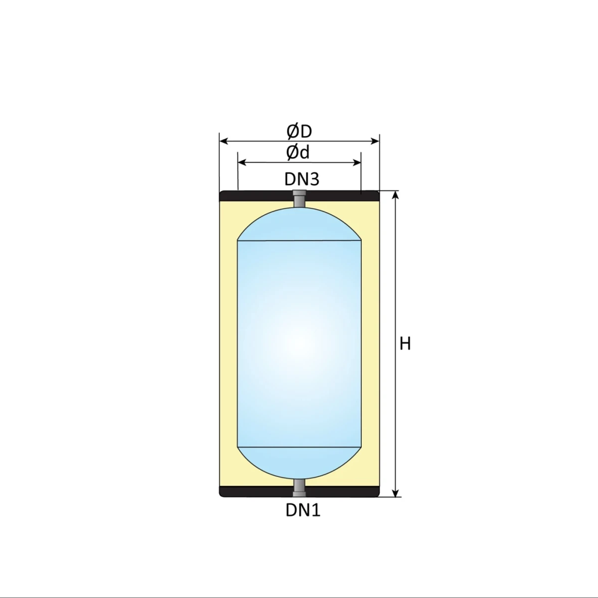 RVS buffervat - 2 aansluitingen - vloer/wand model - 80L - Afbeelding 6