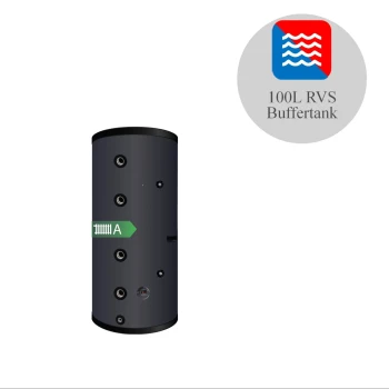 RVS buffervat black - wand - 8 zijaansluitingen - 100L