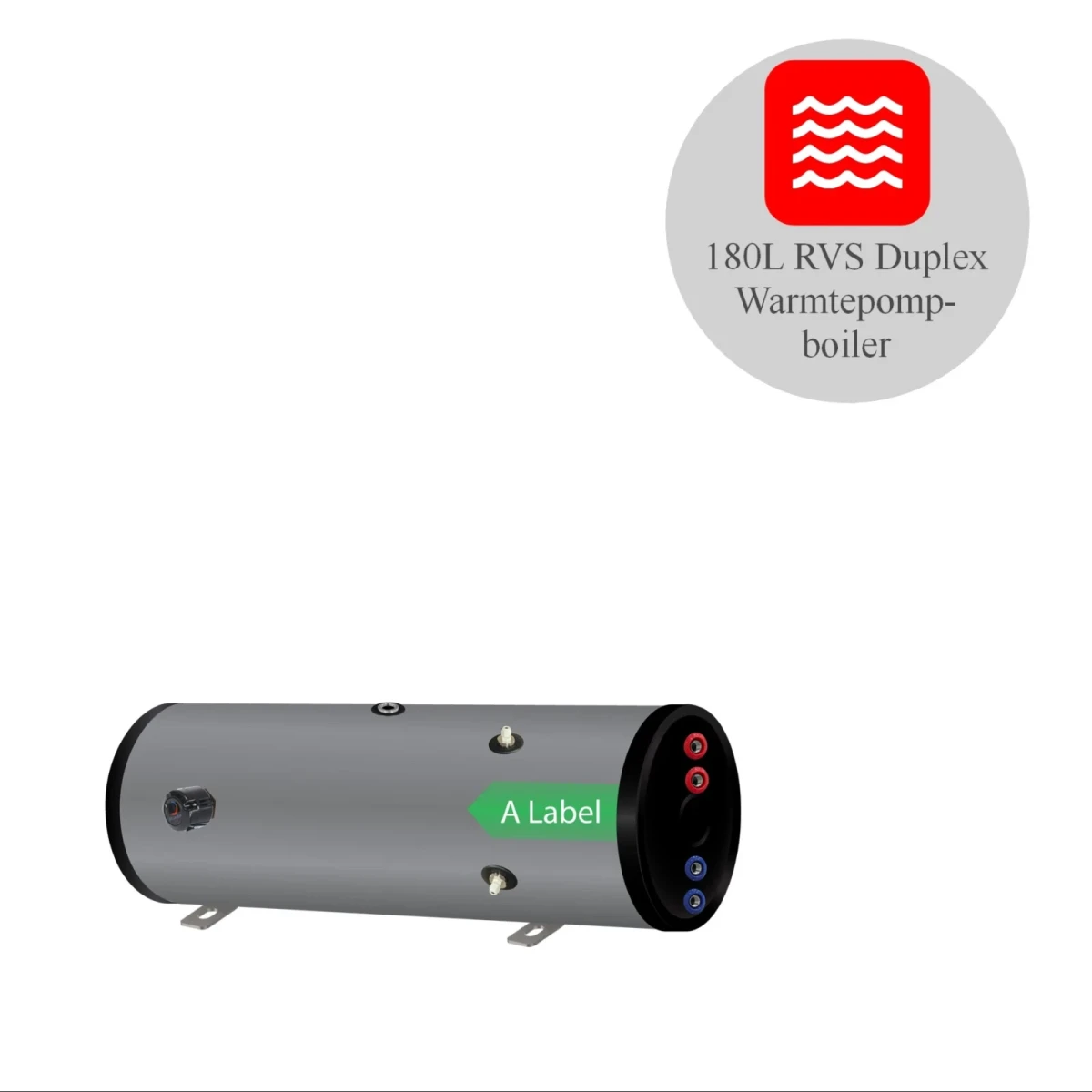 RVS Hygiëne boiler horizontaal - 180L - 1 XL 28mm warmtewisselaar