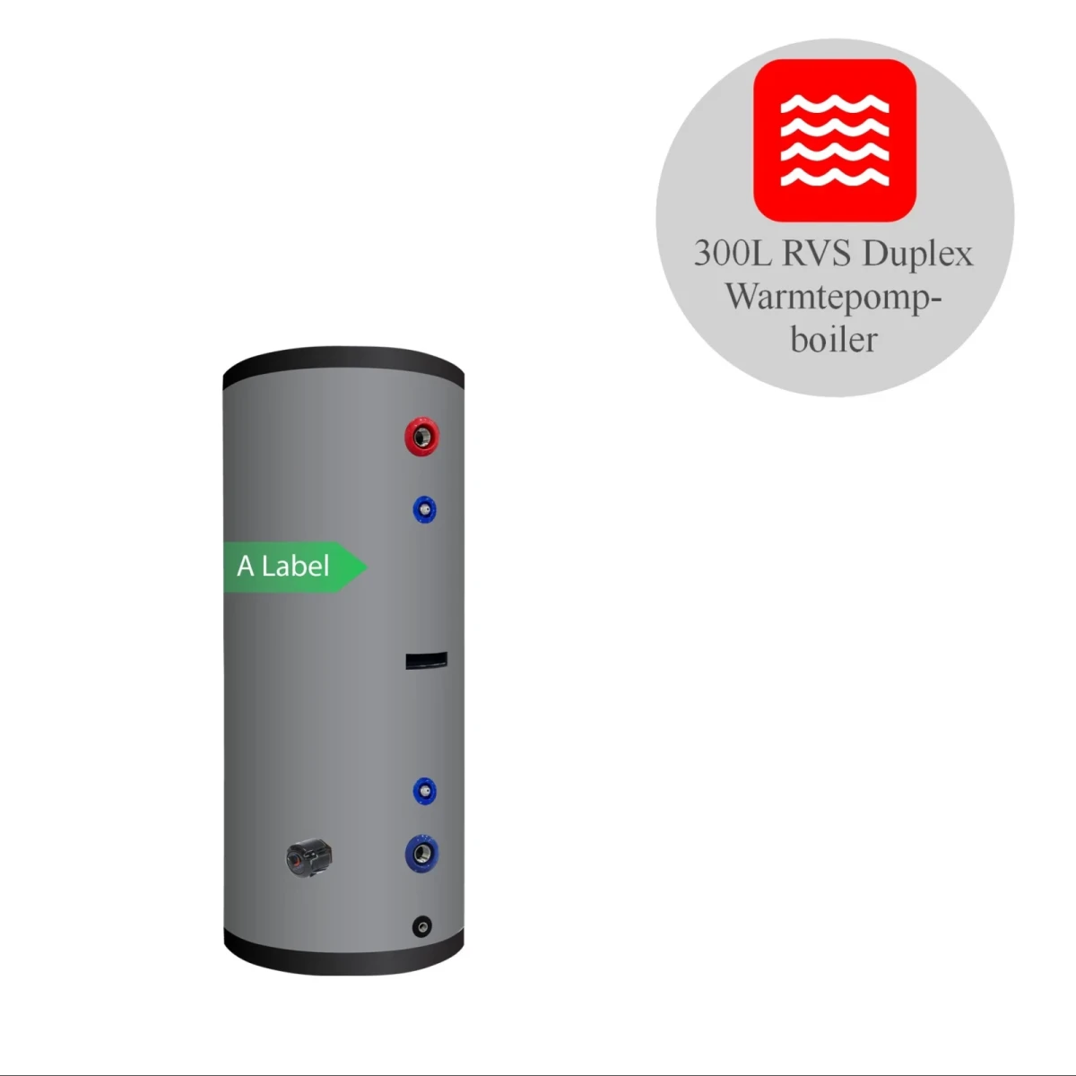 RVS Hygiëne boiler - 300L - 1 XL 28mm warmtewisselaar