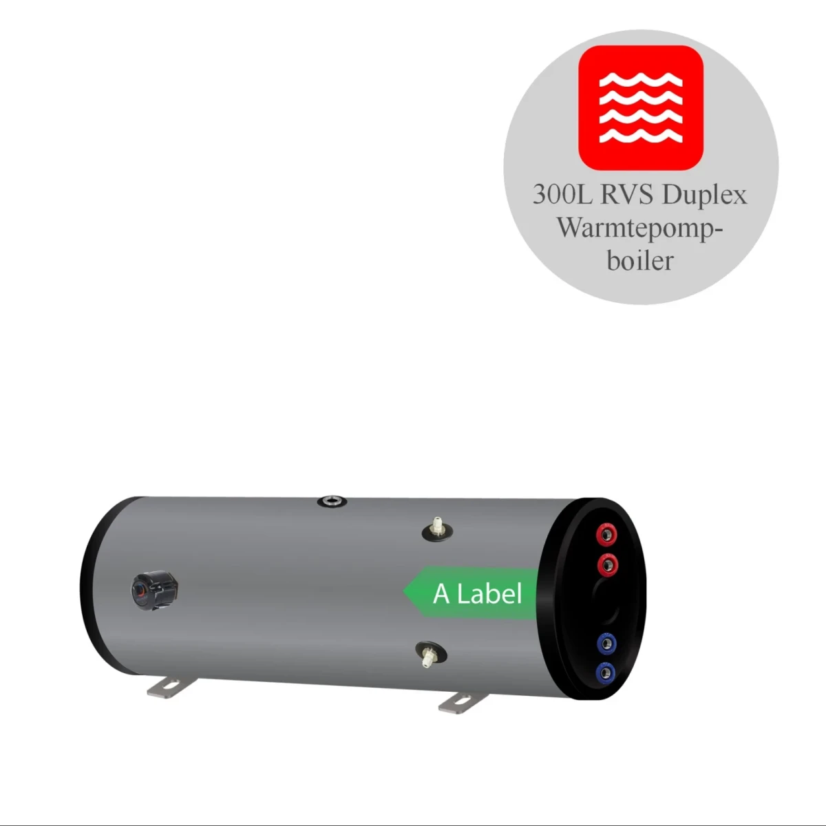 RVS Hygiëne boiler horizontaal - 300L - 1 XL 28mm warmtewisselaar