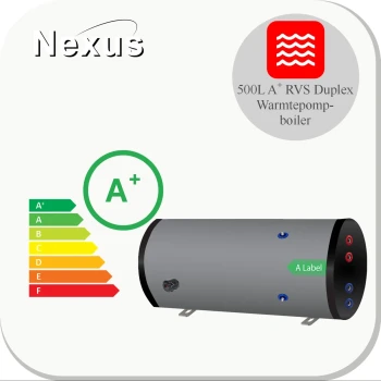 RVS boiler horizontaal - 500L - 1 XL warmtewisselaar - A+